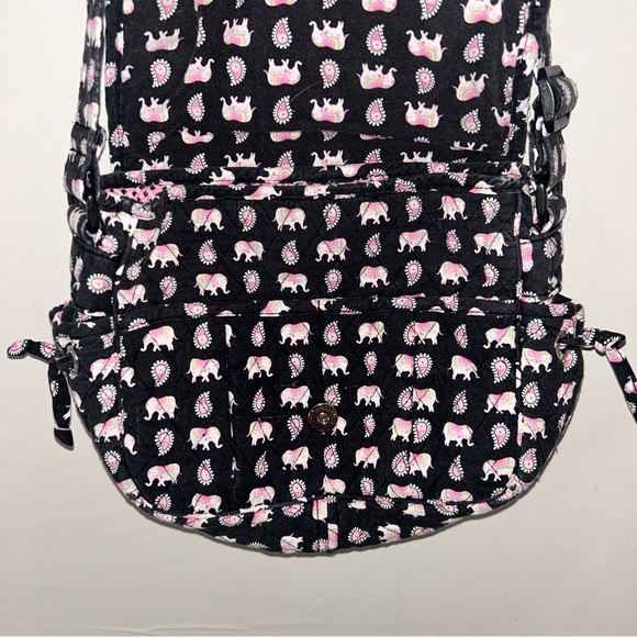 Vera Bradley Black and Pink Elephant Print Bag Crossbody - Picture 2 of 6